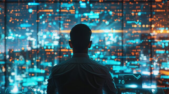 HighSpeed Connectivity Optimizing Bandwidth for Seamless Access to Digital Content Rear View of Consultant in Action