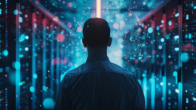 HighSpeed Connectivity Optimizing Bandwidth for Seamless Access to Digital Content Rear View of Consultant in Action