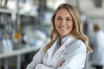 Radiant Researcher: Female Biochemist in her Element