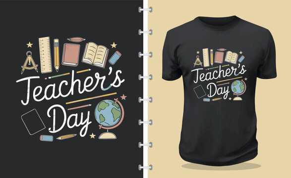 Happy Teachers Day Typography Isolated Tshirt Design