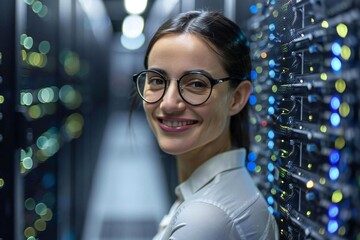 Obraz premium Confident Female Database Administrator in Action