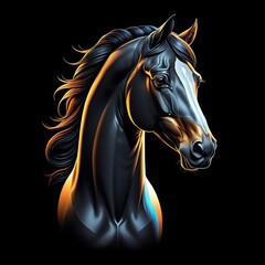 Obraz na płótnie Canvas Realistic head of sports thoroughbred horse. Vector black and white and colorful isolated illustration of horse. For decoration, coloring book, design, prints, posters, postcards, stickers, tattoo