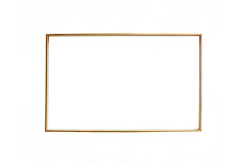 A gold framed white frame with a white background