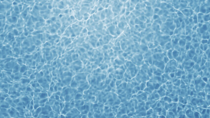 Empty swimming pool top view. Blue water background. Ripples and waves on the water surface. 3d render.