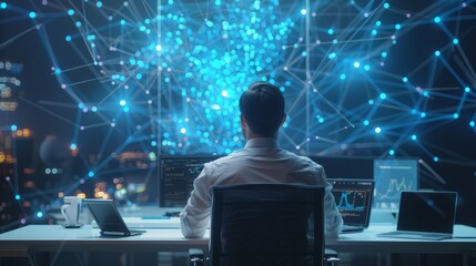 Obraz premium Digital Architect Strategizing SEOOptimized Data Flow for AI Analytics