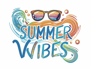 Bright and colorful illustration themed 'Summer Vibes' with tropical elements and dynamic artwork.
