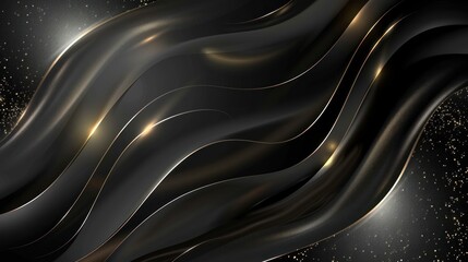 modern luxury black background wave gold lines