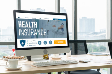 Naklejka premium Health insurance web site modish registration system for easy form filling