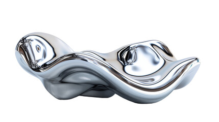 Silver chrome steel wave-shaped object isolated on transparent background