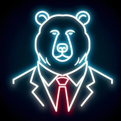 Neon Mascot Bear - obrazy, fototapety, plakaty
