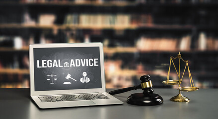 Smart legal advice website for people searching for savvy law knowledge in laptop computer on a...