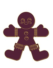 A cartoon character with a smiling face and a red and gold outfit