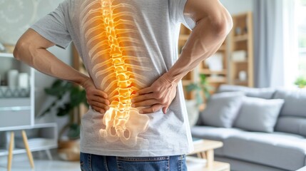 Photo a person  experiencing back pain, healthcare concept