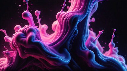 Abstract liquid background. Futuristic fluid backdrop. Pink blue color. Neon smoke. Sci-fi stock illustration