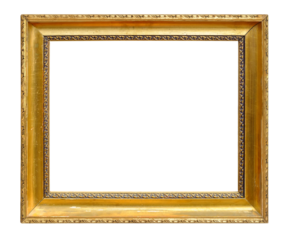 Gilded antique painting frame with transparent background.	(png image)