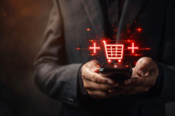 Online Shopping E-Commerce Concept with Smartphone Interface