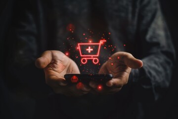 Online Shopping E-Commerce Concept with Smartphone Interface