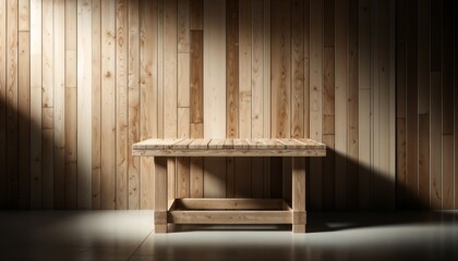 Minimalist Wooden Bench in Sunlit Modern Interior