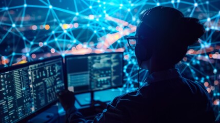 Digital Connectivity Silhouette of a Telecommunications Specialist Ensuring Seamless SEO Operations and User Experiences in Vast Network