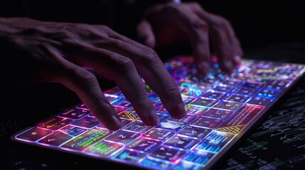 Glowing Fingers Silhouette of a Web Developer Crafting Responsive Website for Enhanced User Experience and SEO Success