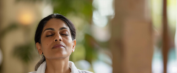  Indian woman relaxing at spa