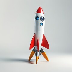rocket in space on white
