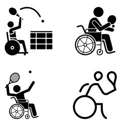 Naklejka premium Wheelchair Tennis Silhouette set of icons