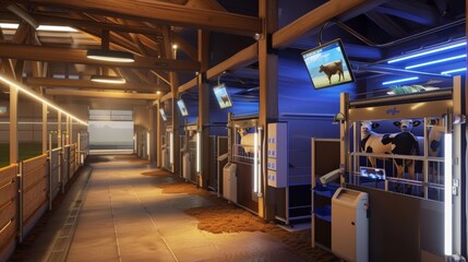 Fototapeta premium Modernized Farm AIDriven Automation for Efficient Livestock Care and Management