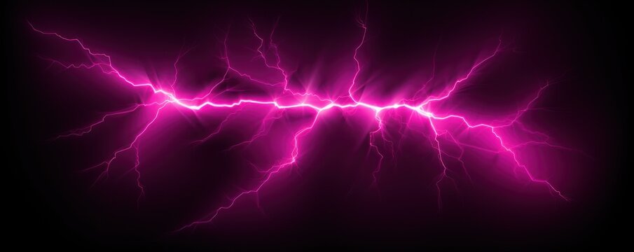 Magenta lightning, isolated on a black background vector illustration glowing magenta electric flash thunder lighting blank empty pattern with copy space