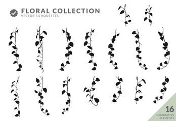 Plant silhouettes Vector set of high quality plants for illustration modern art flat or transparent png background