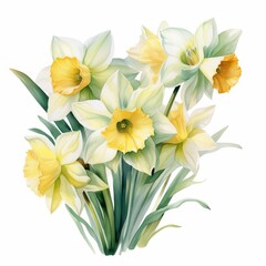 A bouquet of yellow and white flowers with green stems