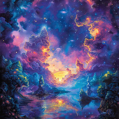 Ethereal Voyage Psychedelic Cosmic Odyssey