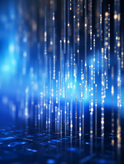 abstract blue background with lights of code data