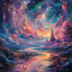 Obraz na płótnie Canvas Ethereal Voyage Psychedelic Cosmic Odyssey