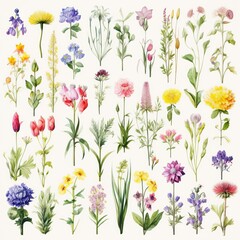 A collection of flowers in various colors and sizes