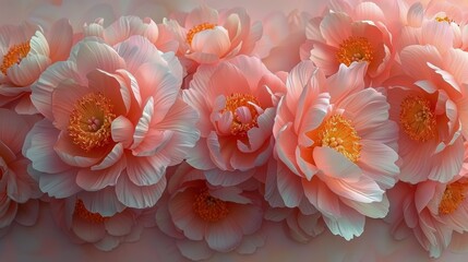 Cluster of Pink Flowers With Orange Centers