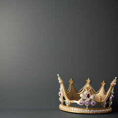 golden crown on red background - obrazy, fototapety, plakaty