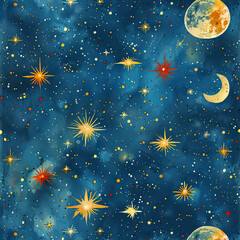 Starry Night Patterns Celestial Fabric Designs