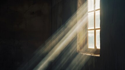 Free photos of sunlight filters through the window into a dark room as the sun sets