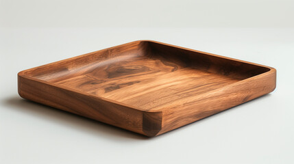 a wooden serving tray on white background