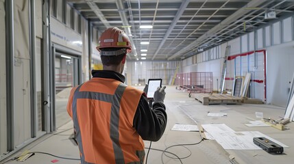 Fototapeta premium Augmented Reality Building Inspection Precision Efficiency and Accuracy in Construction