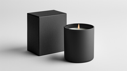 Black candle with black packaging box