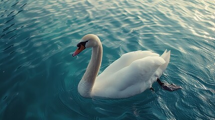 White Swan Floating on Body of Water