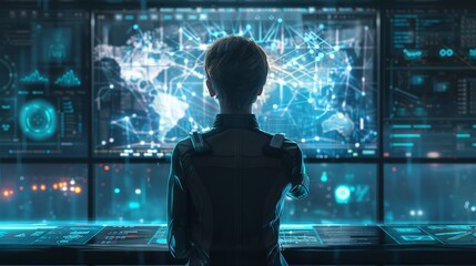 Vigilant Cybersecurity Expert Monitoring Network Threats in Real Time