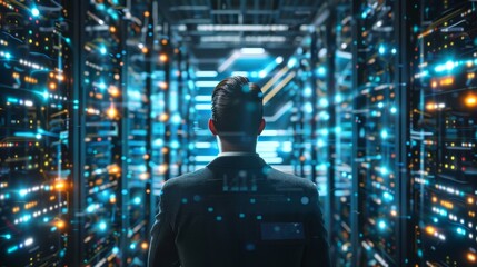 Digital Transformation Bridging the Past and Future with Glowing Servers in Data Center SEO Boost