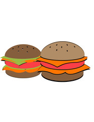 Illustration of hamburgers standing next to each other