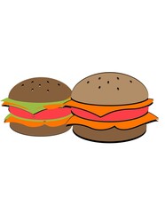 Illustration of hamburgers standing next to each other