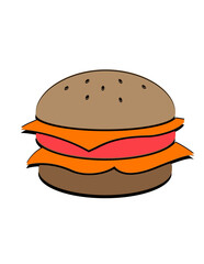 Illustration of cartoon hamburger