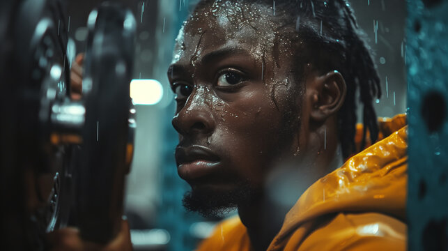 Person lifts weights at gym, determined and focused, surpassing fitness goals, building strength, endurance with dedication.