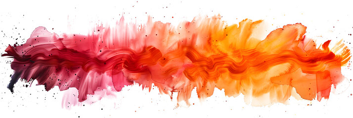 Orange and red marbled watercolor paint stain on transparent background.
